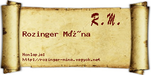 Rozinger Mína névjegykártya